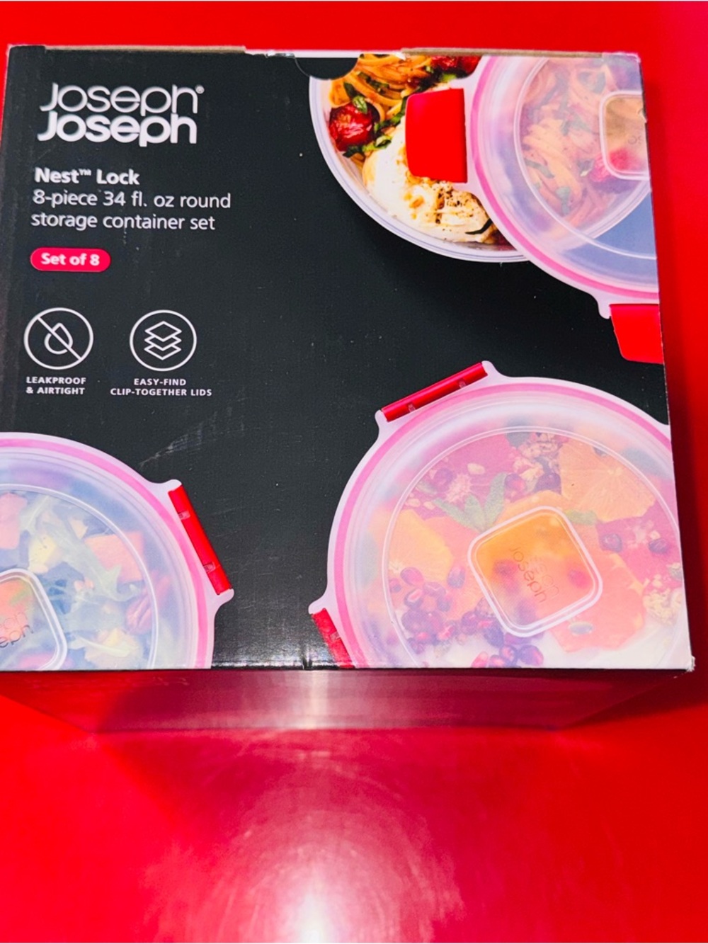 Joseph Joseph Nest / Snap Lock 8-Piece Round Food Storage Container Set White